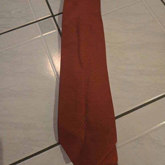 Vintage YSL Yves Saint Laurent Red/Orange Neck Tie - Picture 1 of 4
